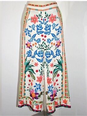 House of Harlow 1960 White Floral Wide-Leg Cropped Pants Size 2